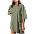 thumbnail image 2 of Summer Women Jumpsuit Sports Oversized Jumpsuit Short Sleeve Jumpsuit with Pockets, 2 of 6