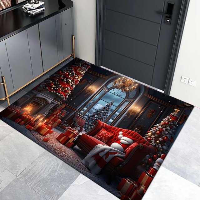 Autumn Home Decor Cartoon Christmas Floor Mat New Christmas Day Decorative Door Mat Entry Door Mat Durable And Non Slip