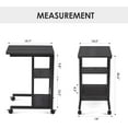 thumbnail image 2 of Farini C-Shaped End Table with Lockable Wheels, 3-Tier Rolling Side Table for Sofa, Bed & Living Room, Black, 2 of 7