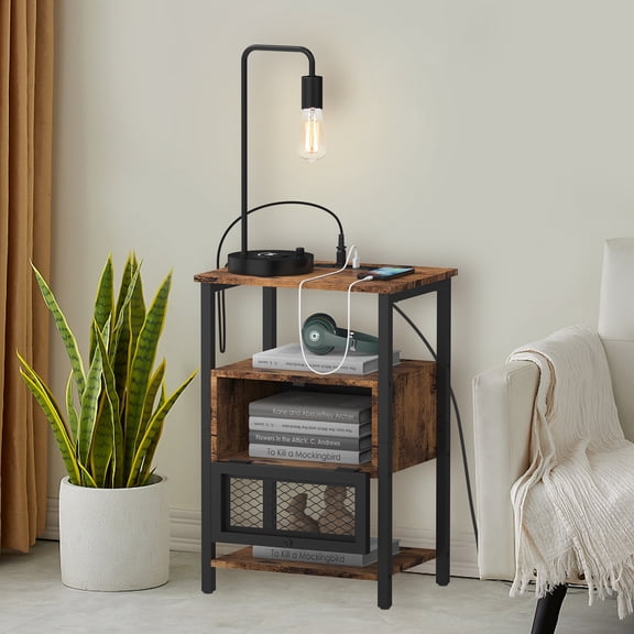 23in H Stylish Side Table Accent Table Side Table with Built-In Charging Station