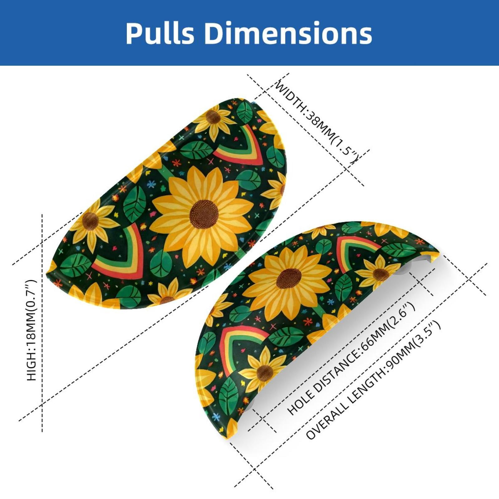 PhooArto 6 Pcs Cup Drawer Pulls, Rainbows Sunflower Pattern Shell Shape Handles Cabinet Knobs for Dresser Cupboard Closet Wardrobe with Screws