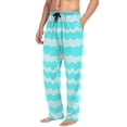 thumbnail image 5 of Light Blue Waves Men's Lightweight Pajama Bottoms Stretch Elastic Waist Side Pockets Spring Fall, 5 of 7