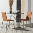 thumbnail image 4 of SAFAVIEH Rayne Woven Dining Chair, Cognac/Silver, Set of 2 (15.8 in. W x 19.8 in. D x 33.5 in. H), 4 of 13