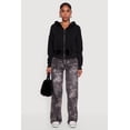 thumbnail image 3 of Women's Faux Fur Trim Zip Front Hoodie with Pom Poms, 3 of 5