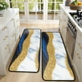 thumbnail image 4 of Kitchen Rugs Sets Of 2,Blue and Gold Marble Glitter Waves Pattern Anti Fatigue Kitchen Mat Rugs Non Slip Washable,Decorative Kitchen Floor Mats for Kitchen,Sink,Laundry,17"x47"+17"x47", 4 of 5