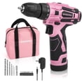 thumbnail image 1 of WORKPRO 12V Pink Cordless Drill Driver Set, 18+1 Torque Setting, 1 of 4
