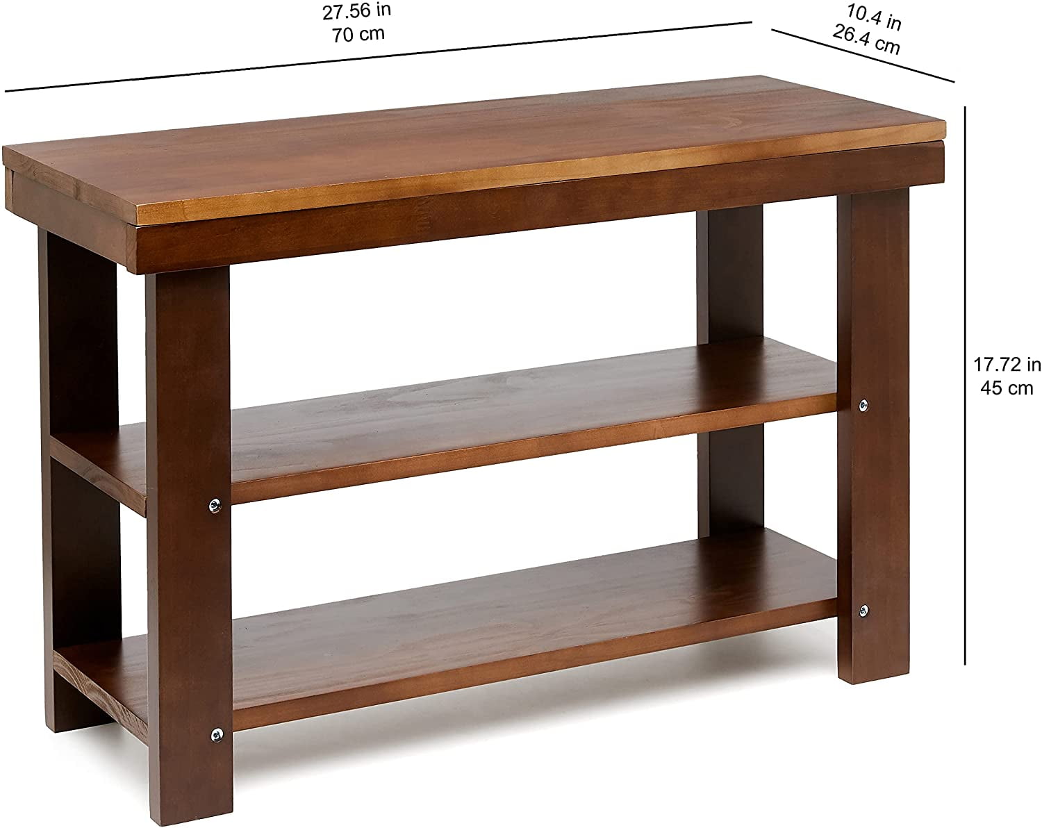Solid Pine Wood Entryway Shoe Rack Bench, Espresso