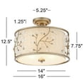 thumbnail image 5 of Barnes and Ivy Crystal Buds Vintage Ceiling Light Semi Flush Mount Fixture 16" Wide Antique Silver 3-Light Beige Fabric Drum Shade for Bedroom Kitchen, 5 of 5