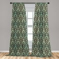 thumbnail image 5 of Ambesonne Damask Curtains, Leaves Buds Ornate Style, Pair of 28"x63", Mint Green Dark Brown, 5 of 5