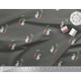 thumbnail image 2 of Soimoi Moss Georgette Fabric Carrot & Rabbit Dots Fabric Prints By Yard 42 Inch Wide, 2 of 5