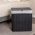 thumbnail image 4 of Household Essentials Bamboo Double Laundry Hamper with Rope Handles, Lid and Removable Machine Washable Laundry Bag, 39-Gallons, Black, 4 of 12