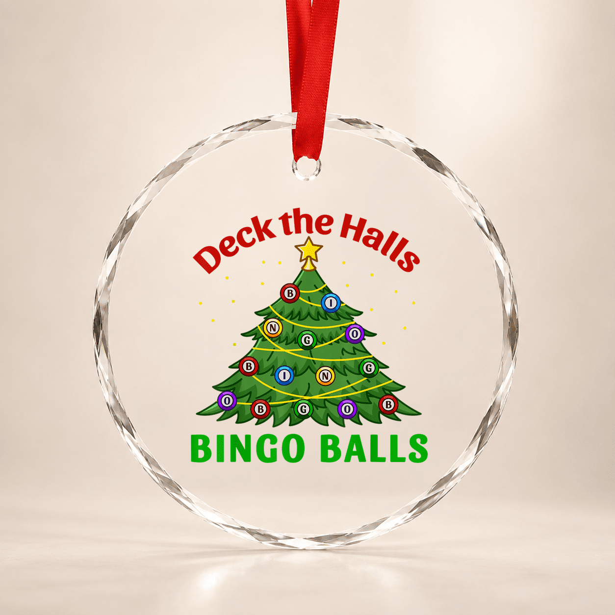 Bingo Balls Themed Ornaments Christmas Tree Glass Ornament