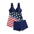 thumbnail image 6 of Wyobmus Women's Tankini Bathing Suits Two Piece Plus Size Swim Dress High Waist Printing Padded Swimsuits With Boyshorts E-Dark Blue, 6 of 6