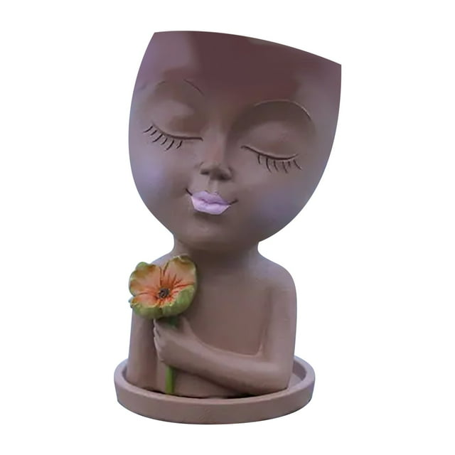 Pot de Fleurs en Résine pour Fille avec Fleurs