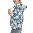 thumbnail image 2 of Wukai Palm Leaves Print Womens Hoodies Fleece Sweatshirts Long Sleeve Sweaters Pullover Fall Outfits Winter Clothes-Large, 2 of 7