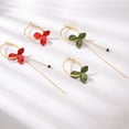 thumbnail image 6 of AYYUFE Women Petal Drop Linear Dangle Asymmetric Leverback Earrings Jewelry Alloy Green, 6 of 8
