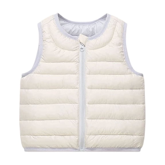 BLVB Toddler Kids Puffer down Vest for Boys Girls Winter Warm Sleeveless Padded Jacket Zip up Quilted Waistcoat(White,2-3 Years)