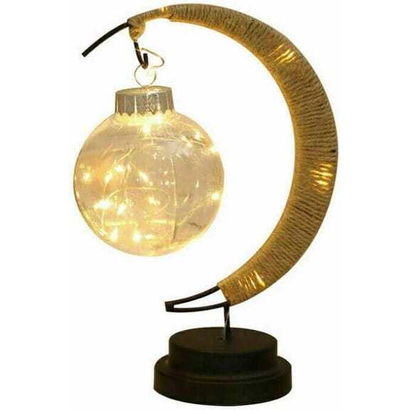 LED Moon Shape Table Lamp RGB USB Rechargeable Night Light Bedside Ramadan Desk Lamp (Yellow,USB)