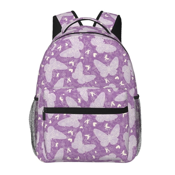 Balery Purple Butterflies Floral Mochila Escolar Impresa, Mochila Ligera para Viajes Casual, Mochila Duradera y Cómoda Multifuncional, Mochila para Laptop-One Size