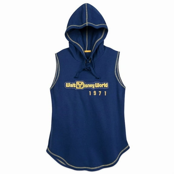 Disney Parks WDW Mickey Blue Women's Sleeveless Hoodie Small New with Tag