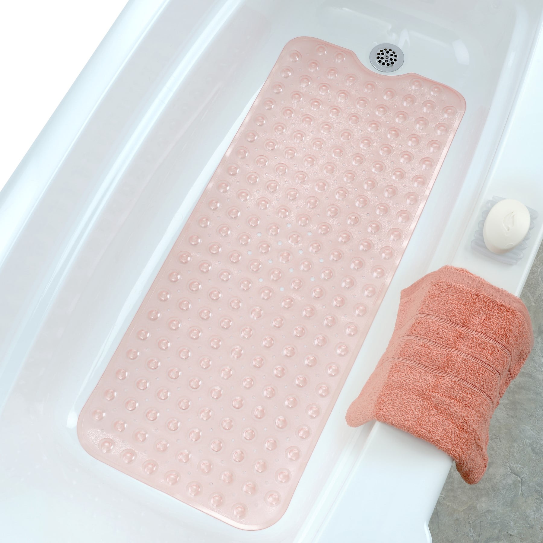 39" Green Bathtub Mat with Suction Cups SlipX Solutions Extra Long Bath Mat 