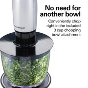 Hamilton Beach Immersion Hand Blender for Kitchen with Blending Wand, Whisk & Chopping Bowl, Silver