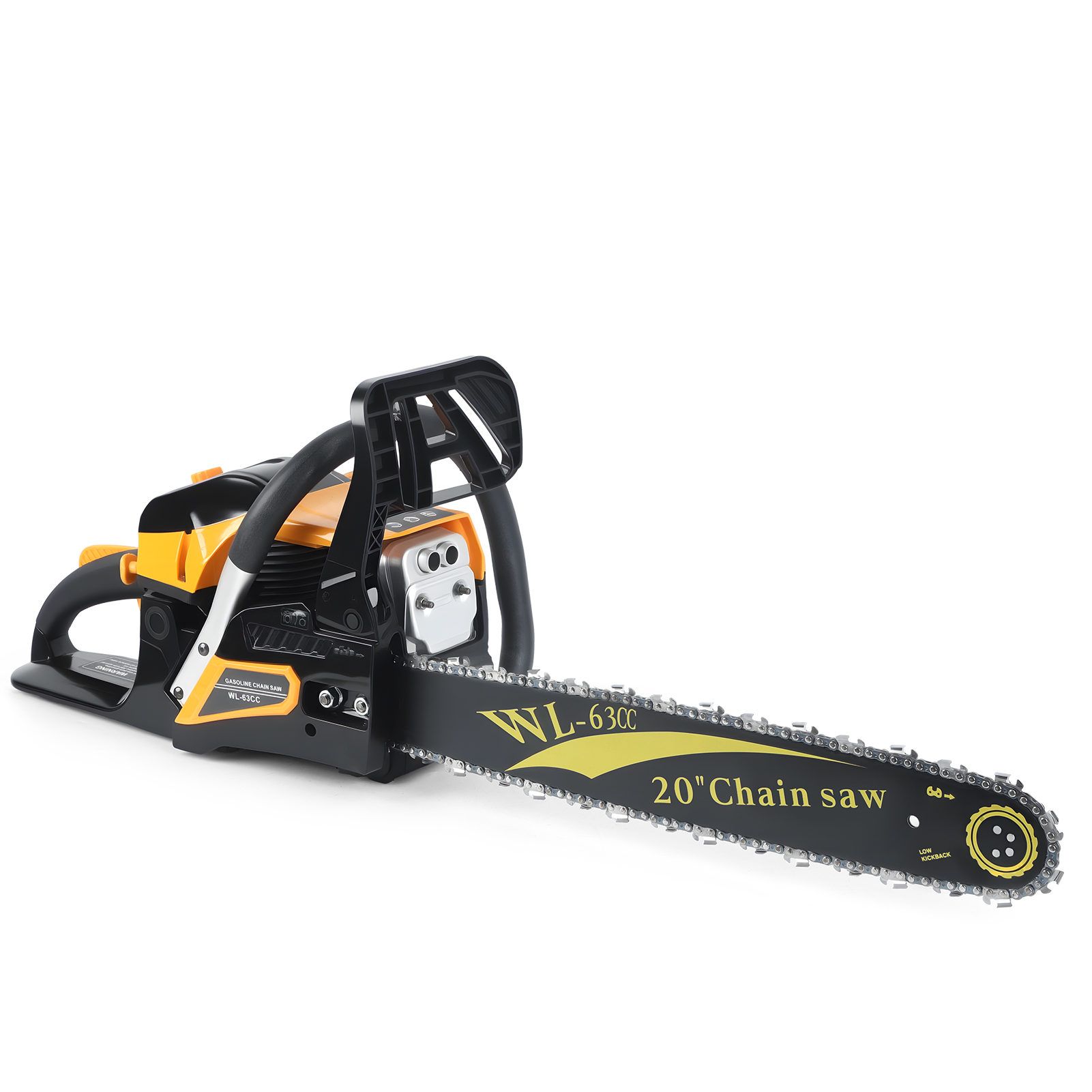 DJZ 20 Inch Gas Chainsaw 63 2 Cycle 2800w 8500 Rpm Portable Chainsaw Yellow