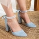 thumbnail image 2 of Denise - Tacones de novia de ante azul bebé con perlas azul cielo 23 CM, 2 of 8