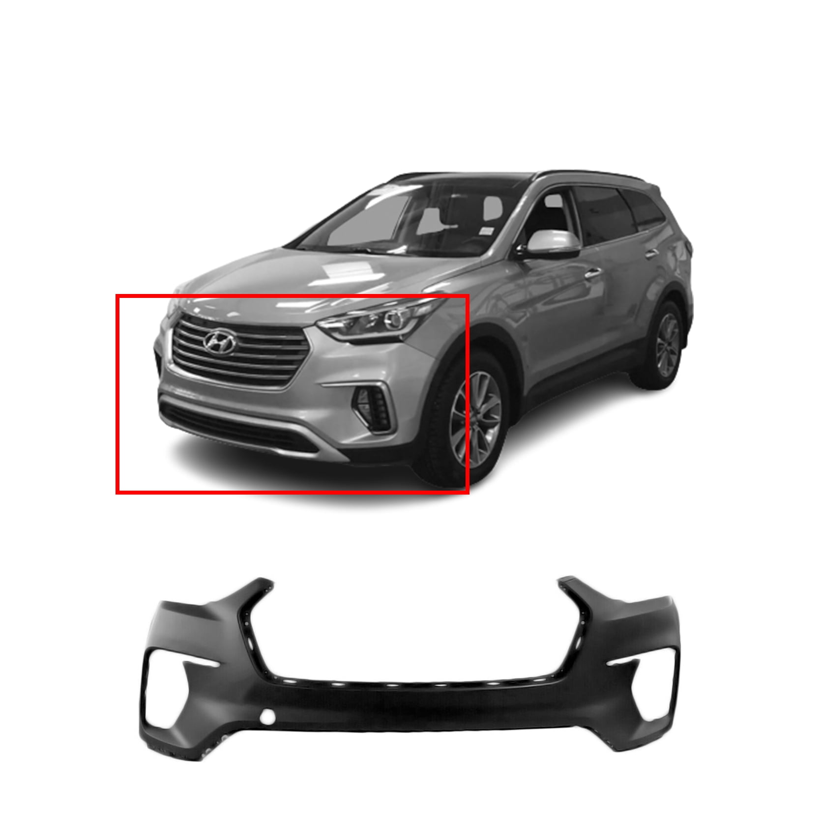 Front Upper Bumper Cover For 2017-2019 Hyundai Santa Fe. HY1000216 ...