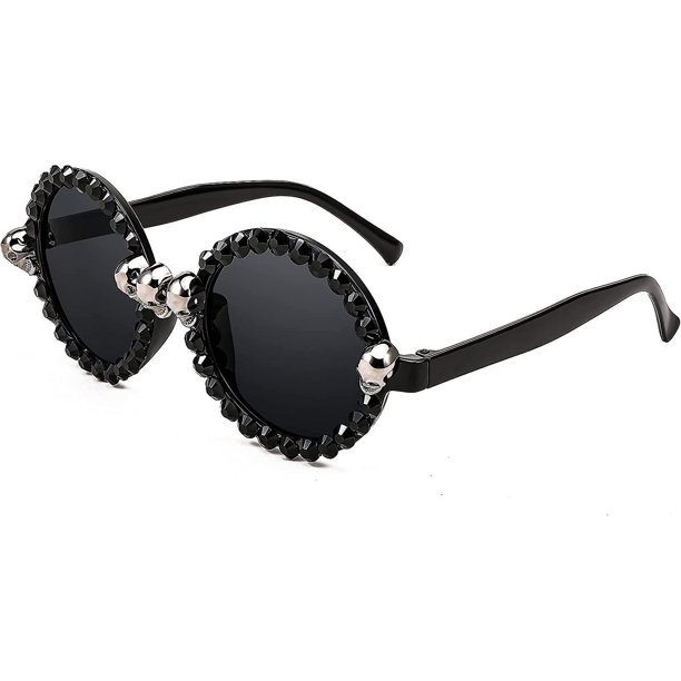 Gafas de calavera YONGSHENG para graduación de Halloween montura redonda con diamantes B2959