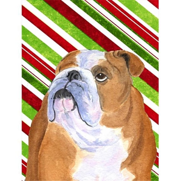11 x 15 In. Bulldog English Candy Cane Holiday Christmas Flag, Garden Size