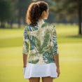 thumbnail image 6 of HUIACONG Leaves Pattern Ladies Golf Top 3/4 Sleeve, 1/4 Zipper Quarter Zip Women's Golf Polo Shirts Anti-Wrinkle Pullover, 6 of 10