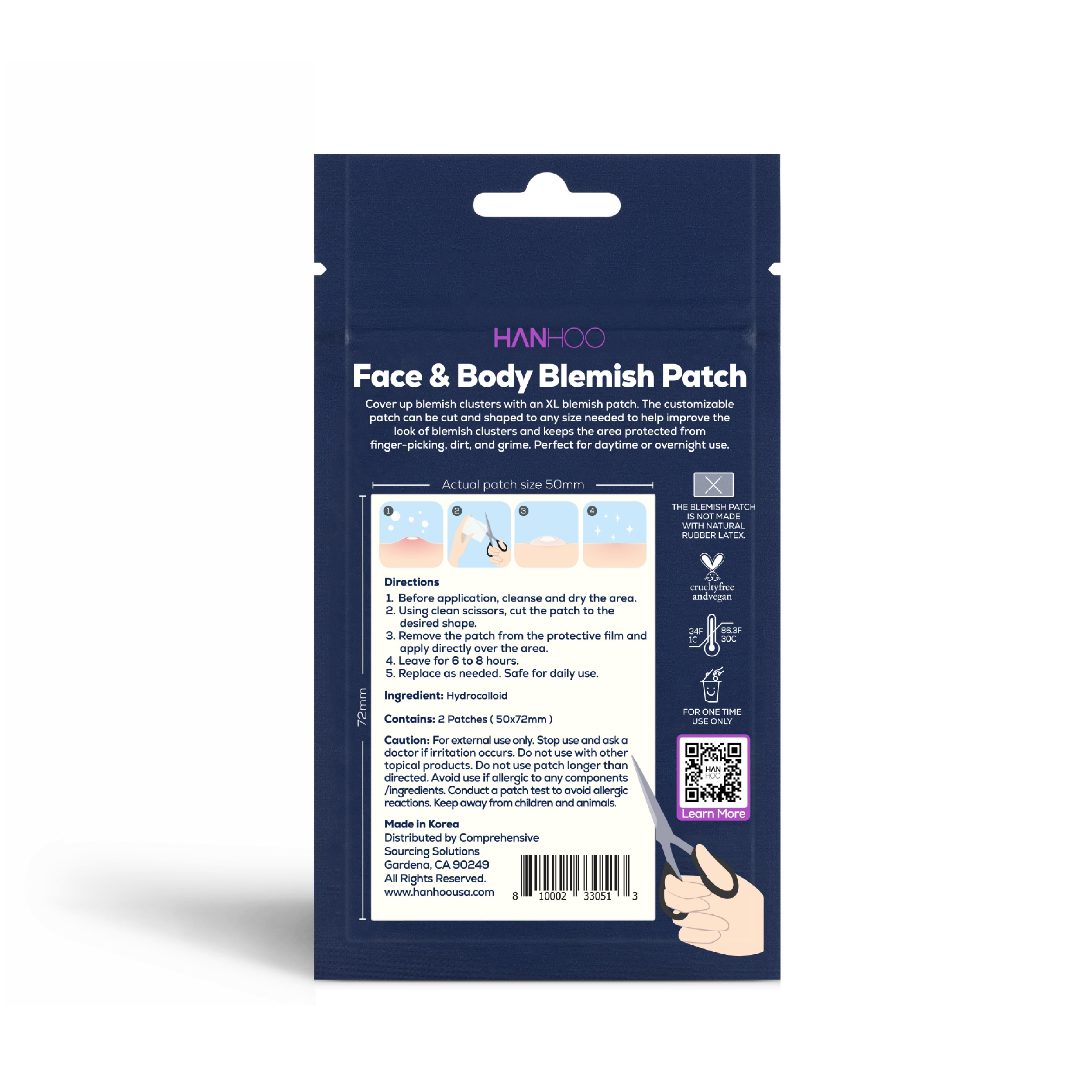 (3 pack) Hanhoo Face and Body Blemish Patch with Hydrocolloid, Non Medicated, Acne Treatment for All Skin Types, 2Ct.