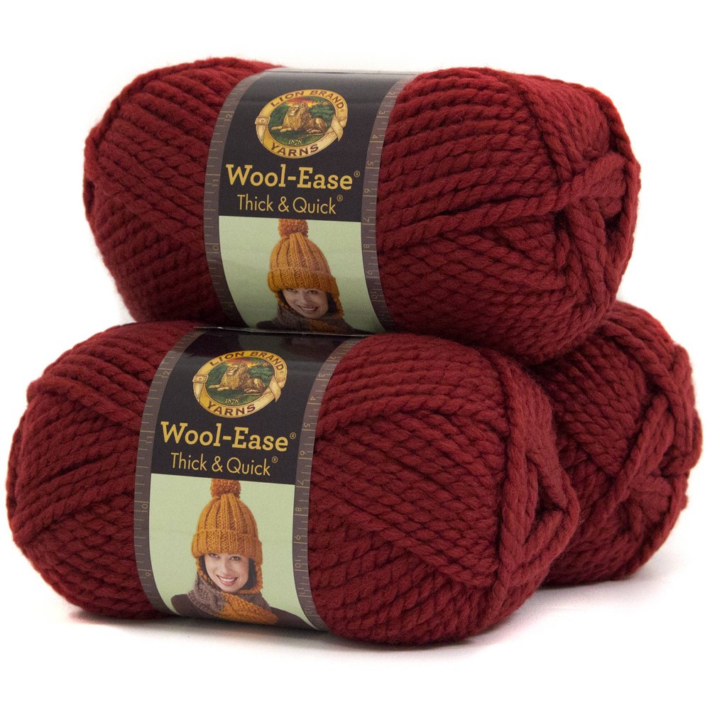 Lion Brand Wool Ease Thick and Quick Yarn, Wool/Acrylic Blend, Pack of