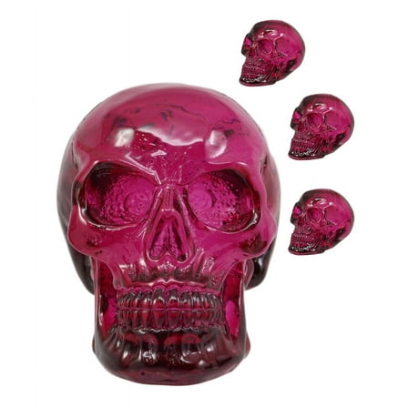 Set Of 4 Purple Translucent Witching Hour Gazing Skull Miniature Figurine 2.5"L