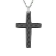 Coastal Jewelry Carbon Fiber Stainless Steel Cross Pendant
