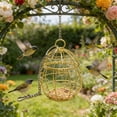 thumbnail image 3 of Outdoor Birdcage Bird Feeder, Rust Proof Metal Hanging Feeder for Garden, Decorative Cage with Secure Door for Courtyards, 3 of 6