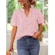 thumbnail image 2 of Blusa ZESICA de verano para mujer, manga corta abullonada, cuello en V, rosa, 2 of 8