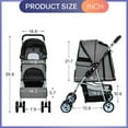thumbnail image 6 of NiamVelo 4 Wheels Dog Stroller Foldable Pet Stroller Dog Cat Jogger Stroller Folding Lightweight Travel Stroller with Cup Holders& Storage Basket for Small Medium Dogs, Grey, 6 of 9