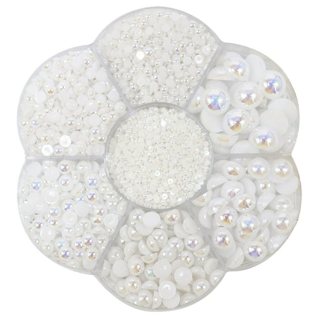 2800Pcs Set Perlas Media Perla Espalda Plana Adornos para Ropa Zapatos Copa Blanco Sunnimix