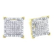 thumbnail image 3 of Halo Jewelers 0.13 Carat (Ctw) 10k Yellow Gold Round Cut Natural Diamond Square Frame Mens Stud Earrings | H-I Color, I2 Clarity, 1/8 CT Screw Back Earrings, 3 of 6