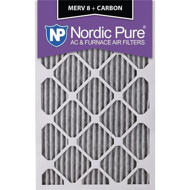 Nordic Pure 12x12x1 Exact MERV 8 Pure Carbon Pleated Odor Reduction AC Furnace Air Filters 2 Pack 