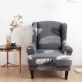 thumbnail image 2 of Wing Back Chair Covers with Arms Piece Slipcovers for Armchair Washable Stretch Print Pattern Wingback Chair Cover Furniture Protector Geometry, 2 of 7