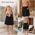 thumbnail image 3 of Men Wrap Bath Skirt, Adjustable Waist Towel Wrap with Side Pocket Absorbent Spa Shower Home Cover up Black L, 3 of 5