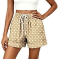 thumbnail image 2 of Only Moment Women's Polka Dots Mini Shorts High Waisted Shorts Women Elastic Waist Wide Leg Casual Cotton Shorts Sets Light Yellow,L, 2 of 6
