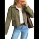 thumbnail image 1 of Chaqueta Blazer Informal para Mujer, de Piel Sintética de Ante con Solapa con Muescas y Botonadura Sencilla. Verde L, 1 of 8