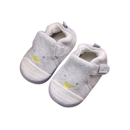 

Lacyhop Toddler Crib Shoe Prewalker Flats Soft Sole First Walking Shoes Floor Anti-skid Sock Slipper Cute Magic Tape Sneakers Gray 2C