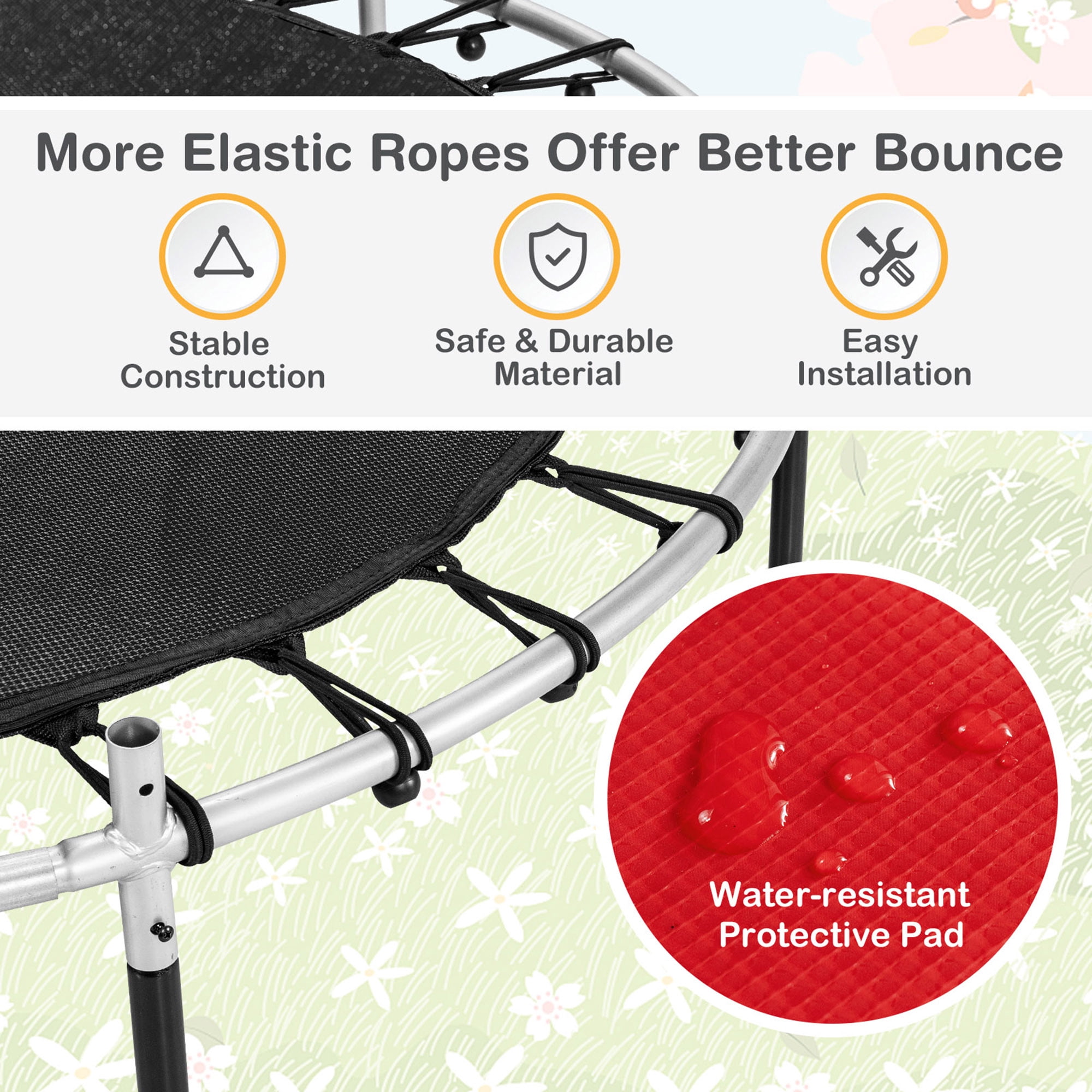 Gymax 55'' Recreational Trampoline for Kids Toddler Trampoline w/ Enclosure Net Red
