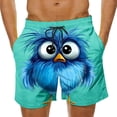 thumbnail image 2 of BRGZLK Mens Beach Shorts Summer Drawstring Waist Funny Cute Bird Emoji Print Summer Swim Trunks Novelty Beachwear Sports Vacation Shorts with Pockets, 2 of 6