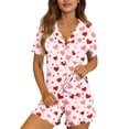 thumbnail image 5 of Nuoqisi Pajamas Sets for Women Pjs Short Sleeve Top and Shorts Loungewear 2 Pcs Set Button Down Sleepwear, 5 of 7